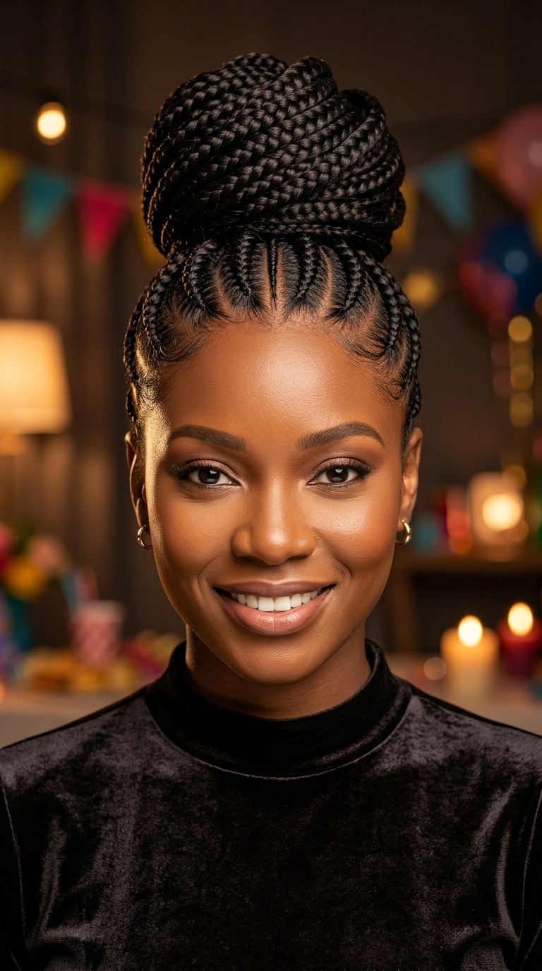 Cornrow High Bun