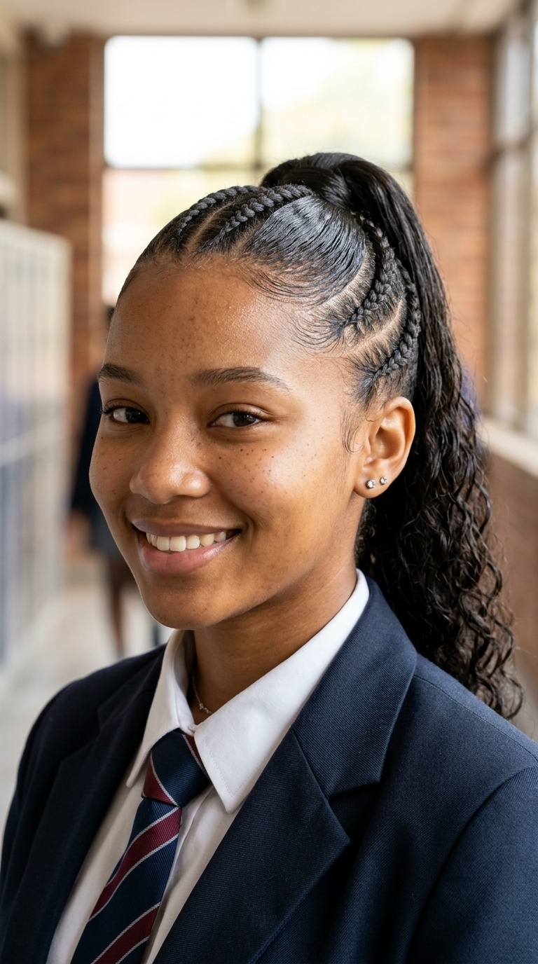 Cornrow-Infused Slick Back
