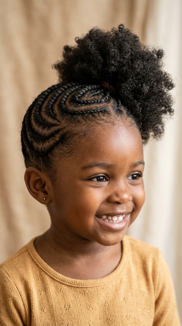 Cornrow Swirl into Side Puff