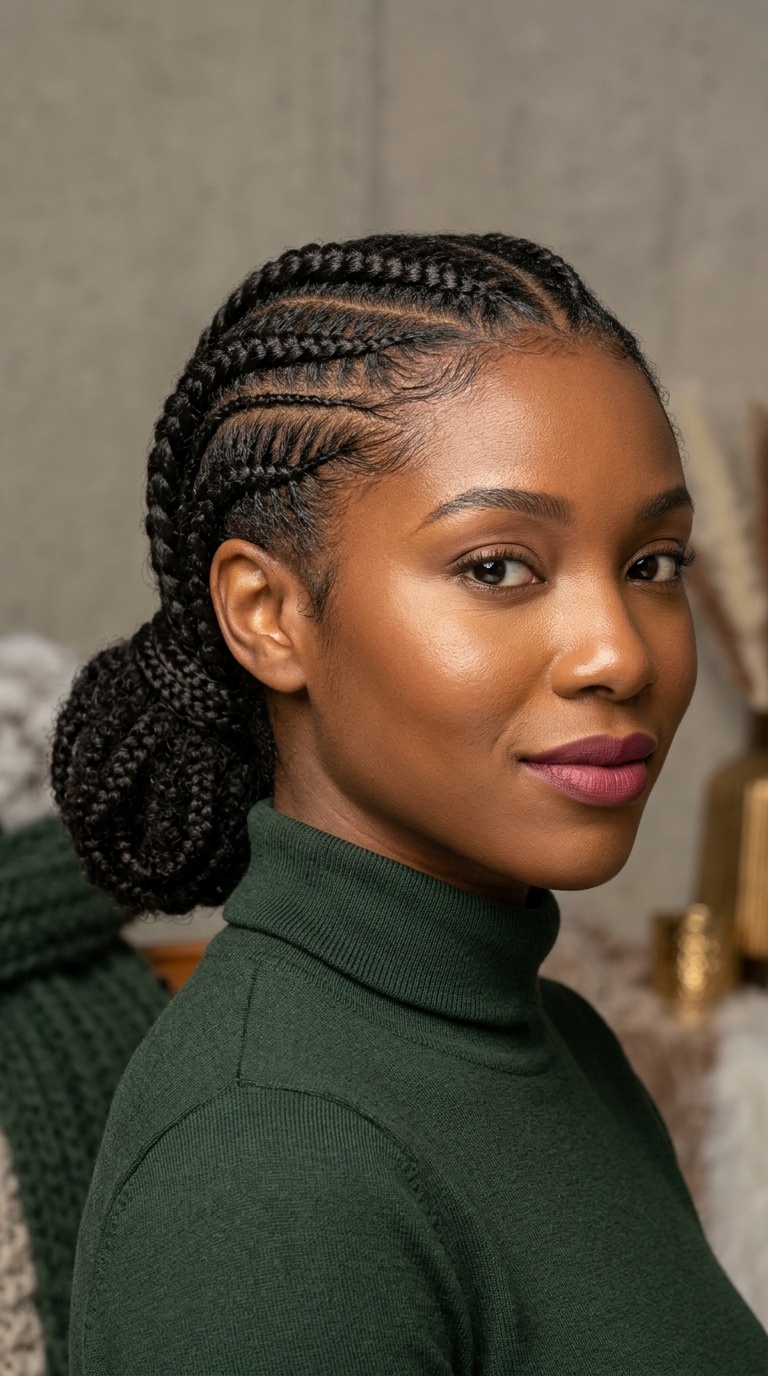 Cornrowed Low Ponytail