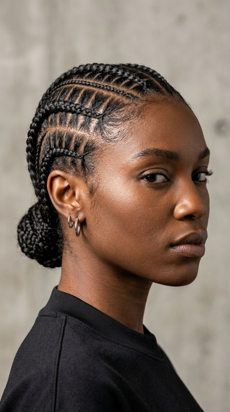 Cornrows in a Geometric Pattern