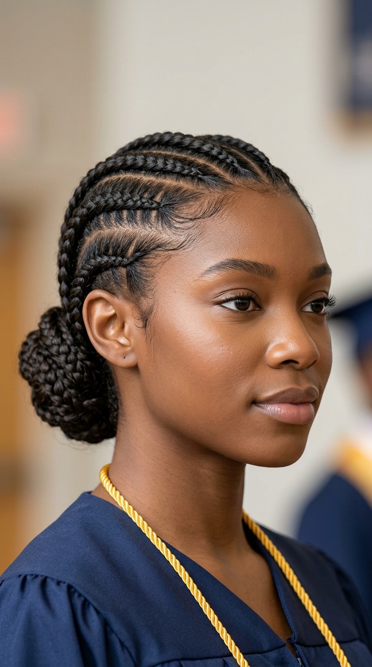 Cornrows into a Low Bun