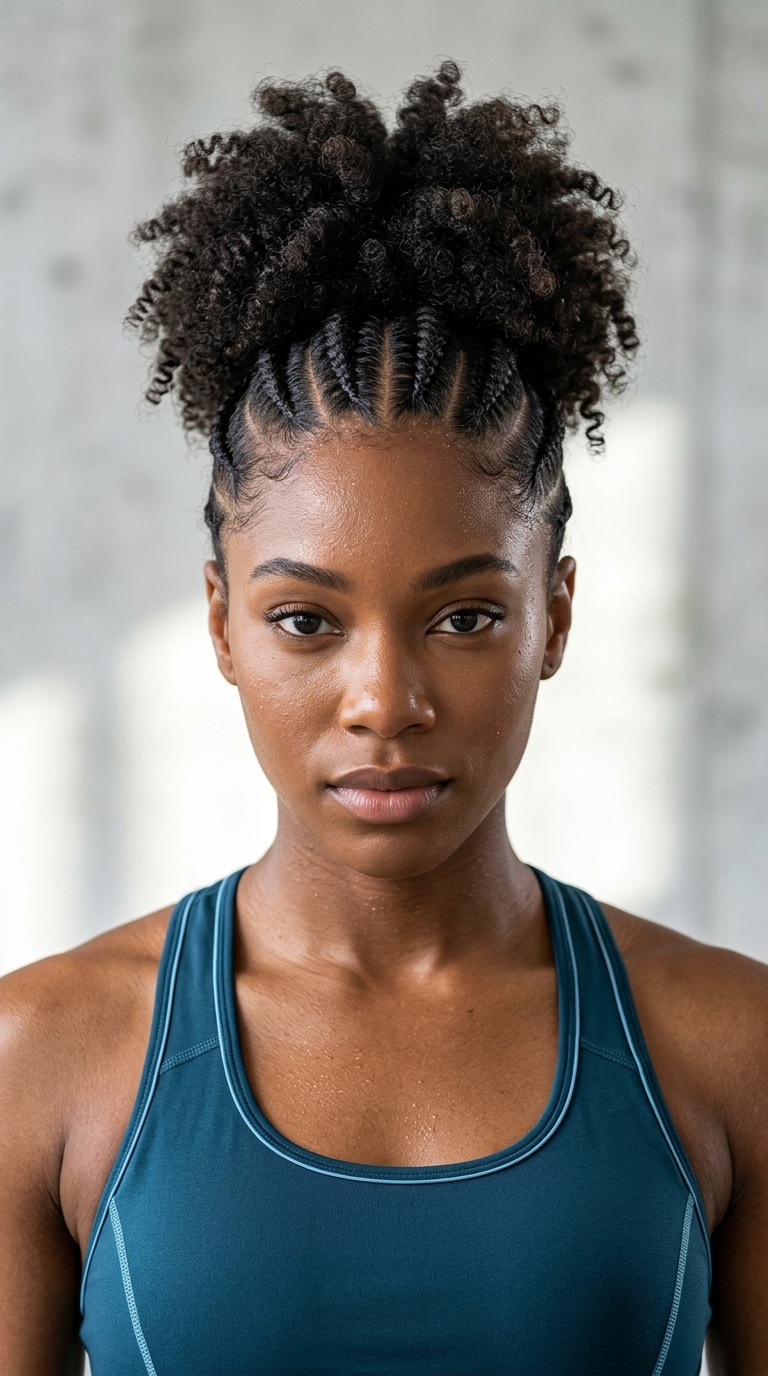 Cornrows with a High Puff