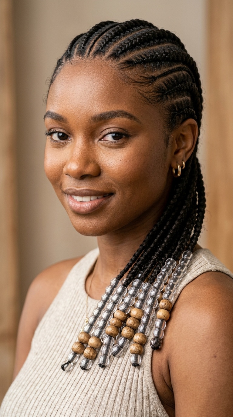 Cornrows with Alternating Clear and Wood