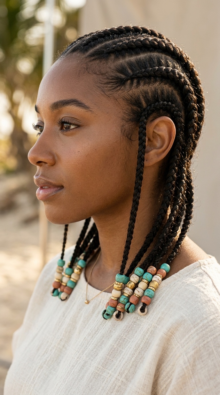 Cornrows with Beaded Ends