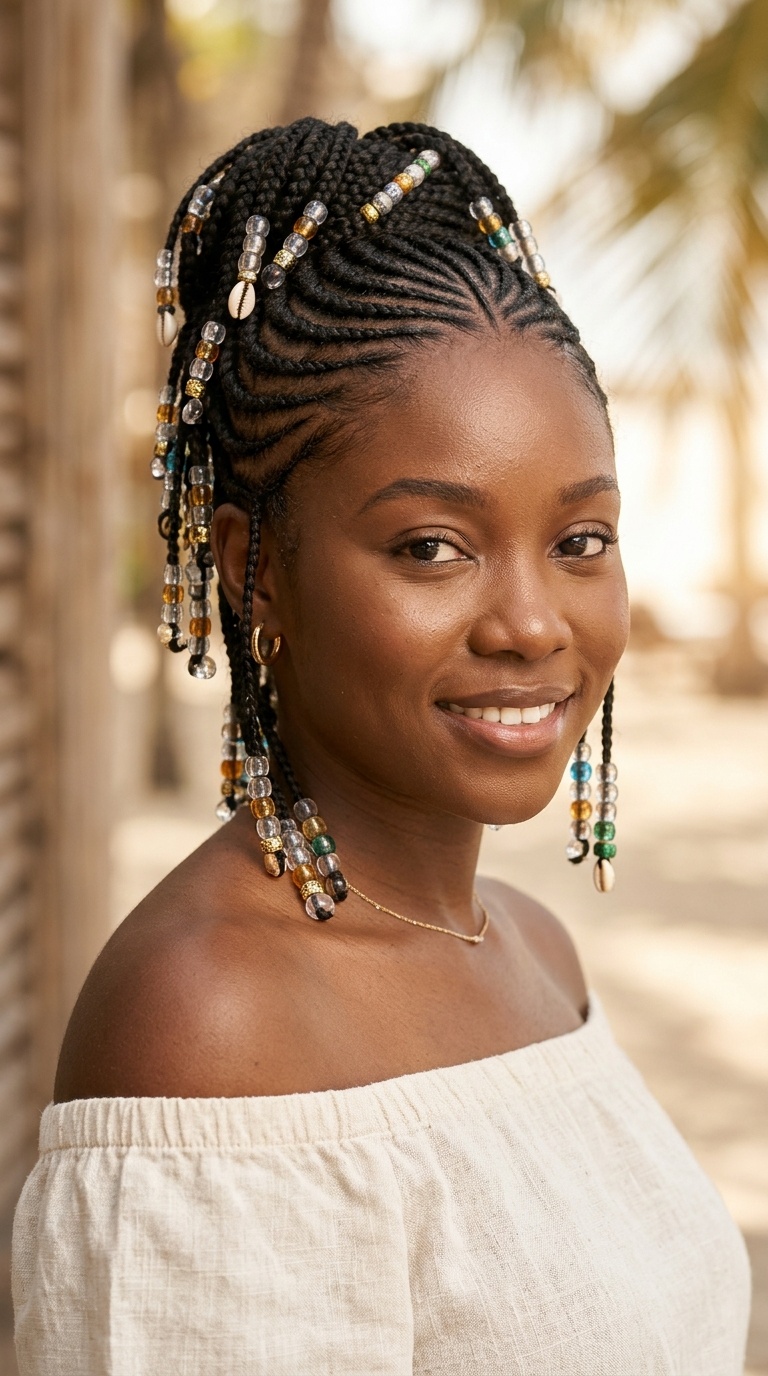 Cornrows with Beads