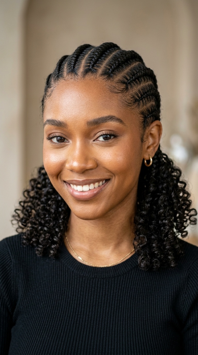 Cornrows with Curly Ends