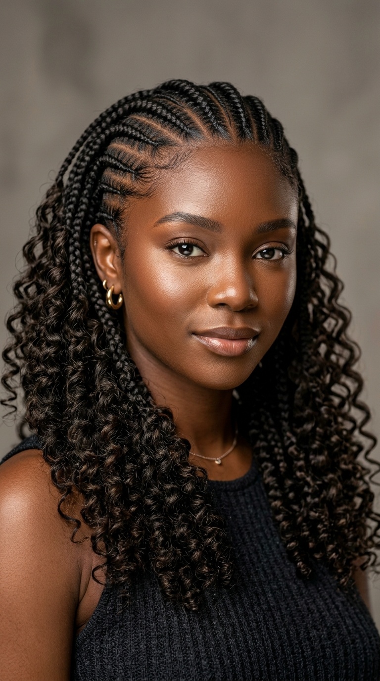 Cornrows with Curly Extensions (Boho Style)