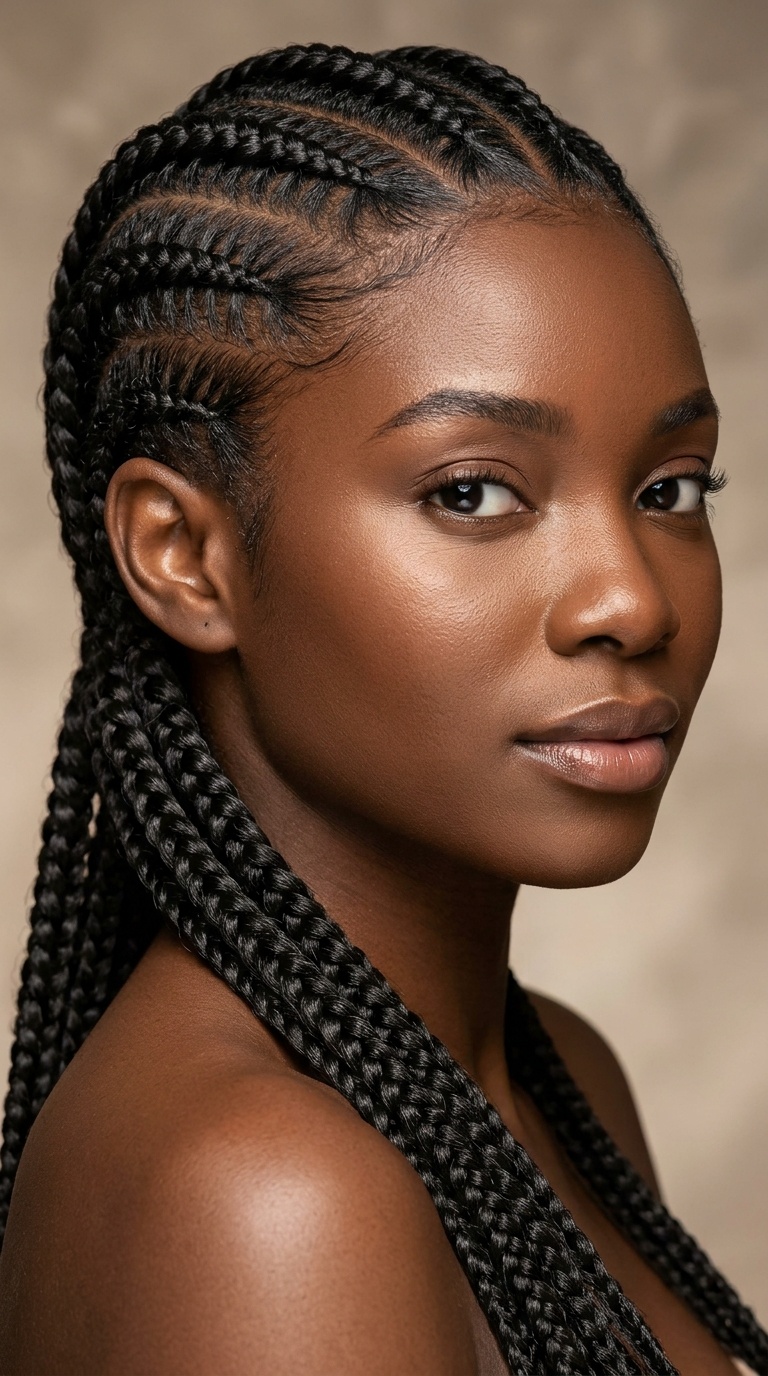 Cornrows with Feed-In Extensions