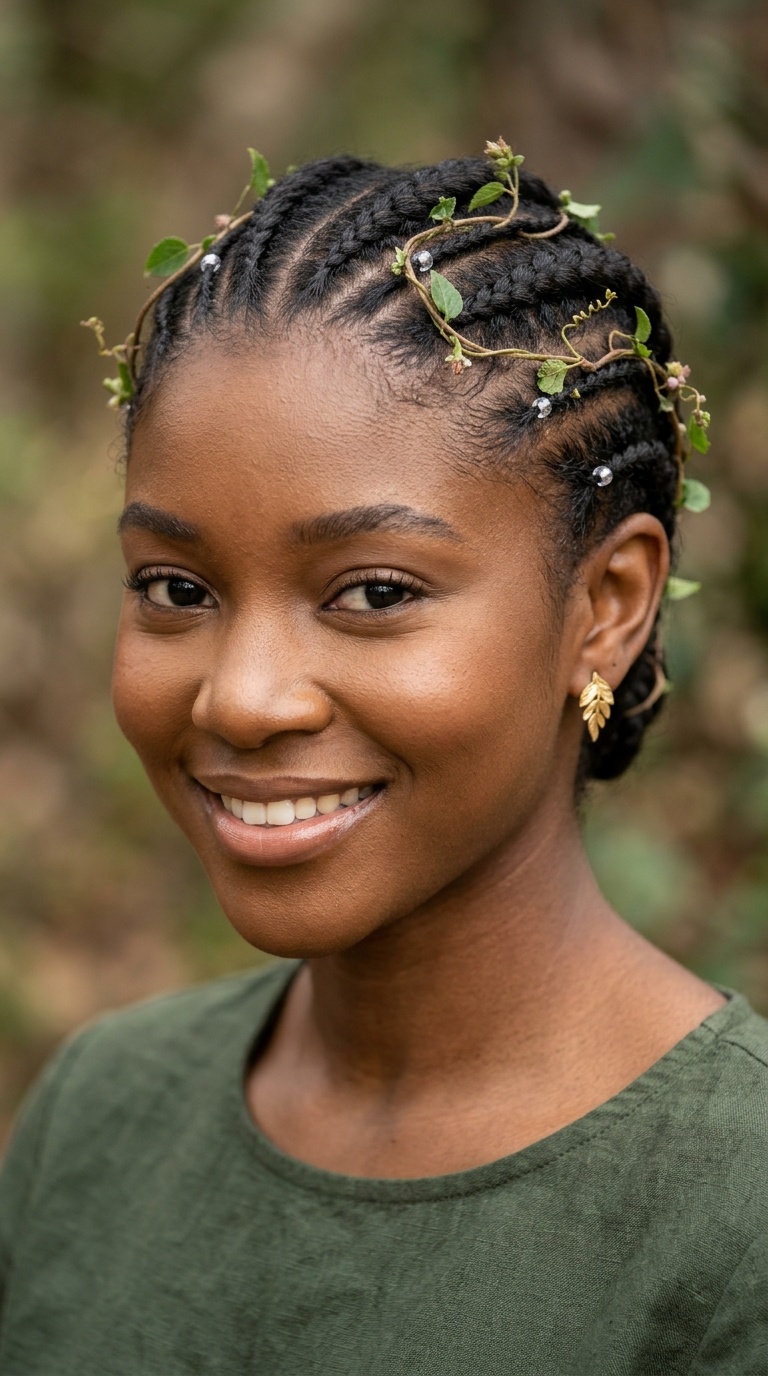 Cornrows with Vine Intertwining