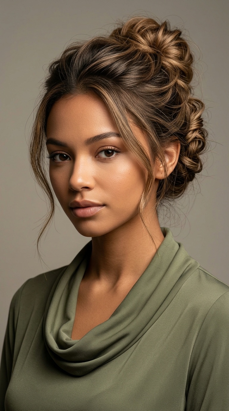 Cowl Neck and the Textured Messy Bun
