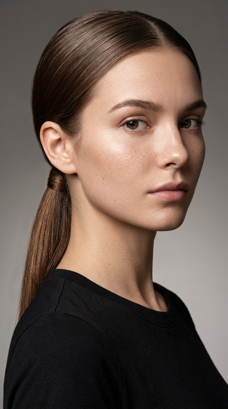 Crew Neck and the Sleek Low Ponytail