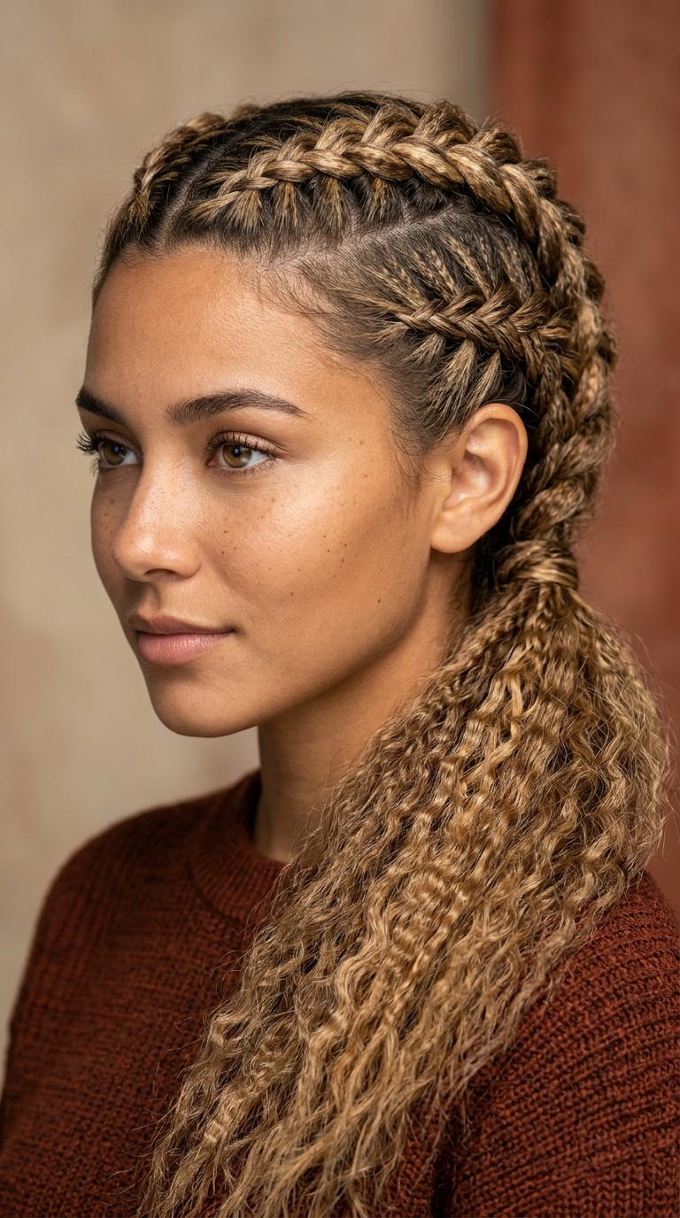 Crimped Dutch Braids