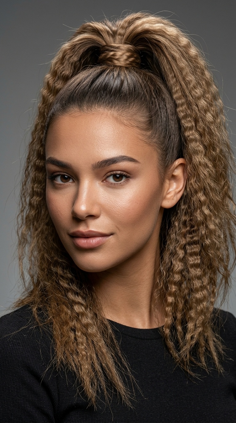 Crimped High Ponytail