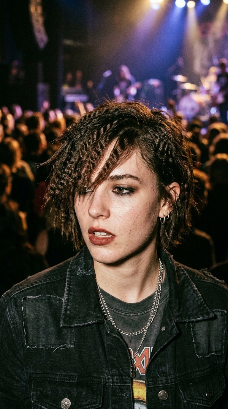 Crimped Side Swept Fringe