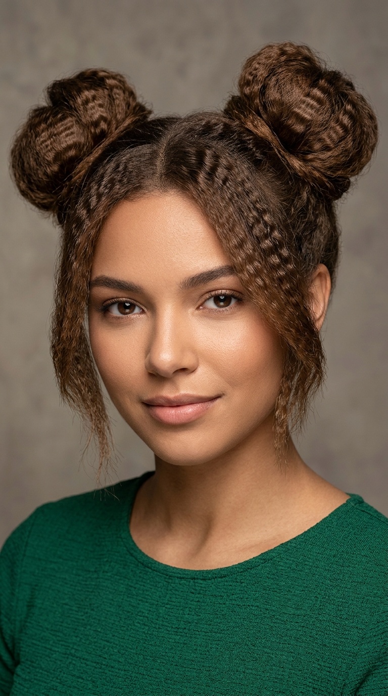 Crimped Space Buns