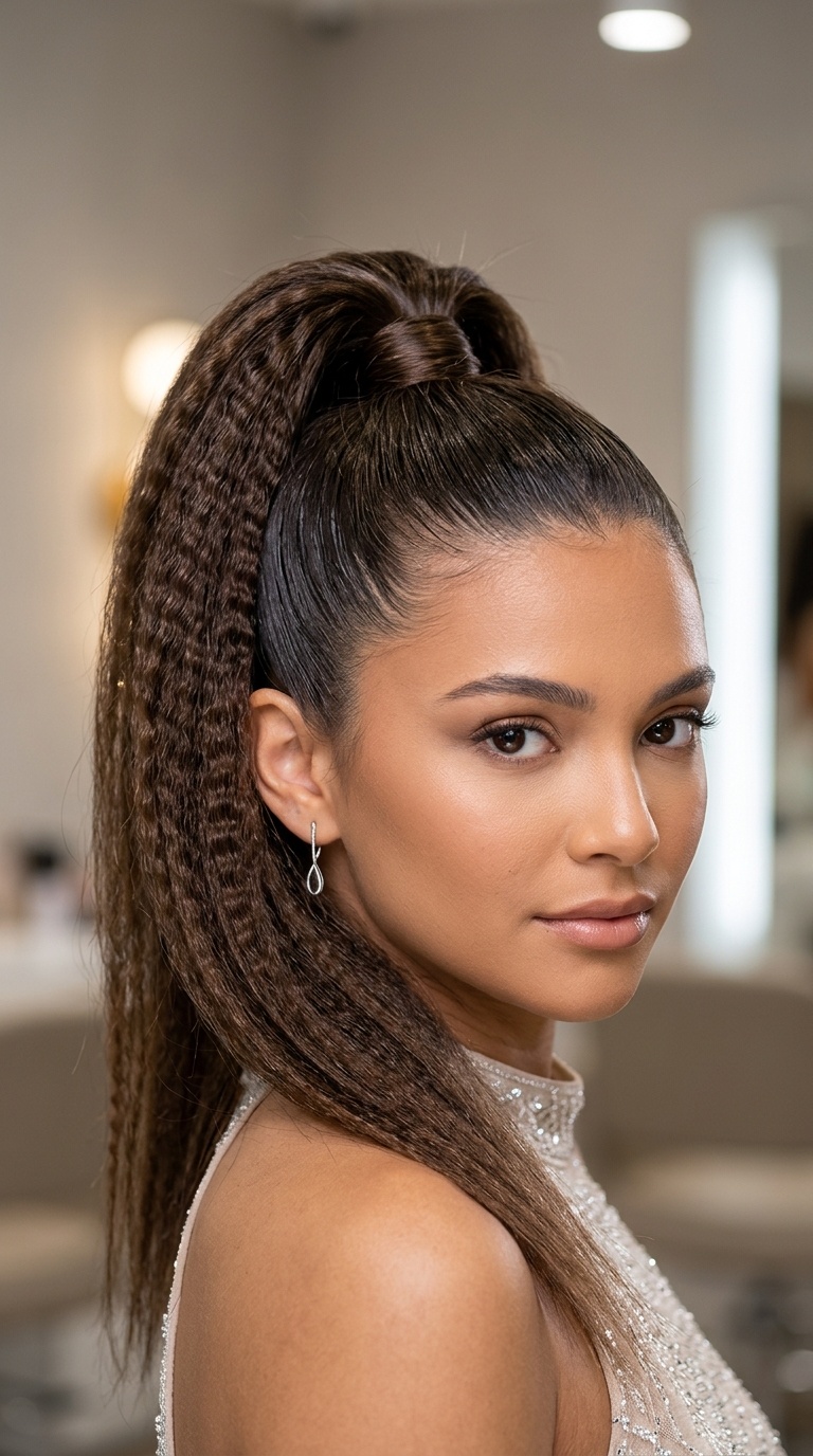 Crimped Texture High Pony