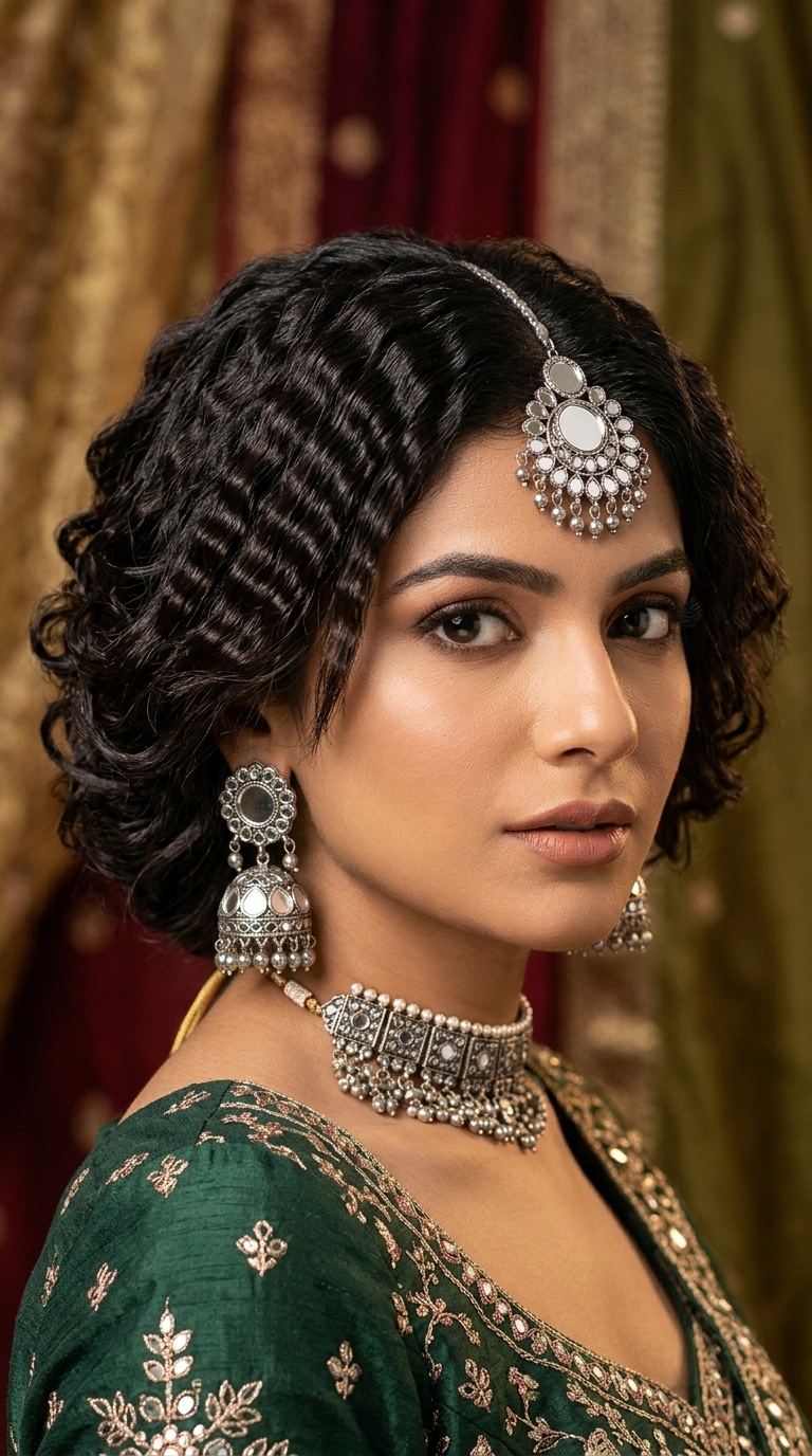 Crimped Texture with Mirror-Work Accessories
