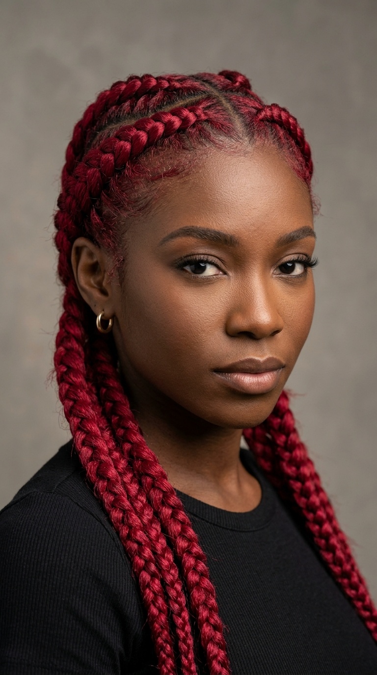 Crimson Dutch Braids