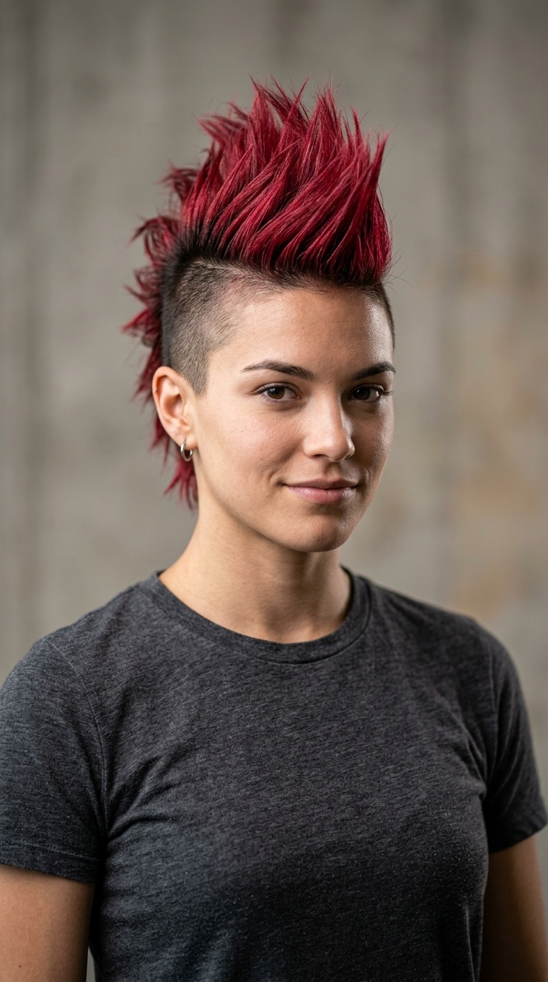 Crimson Red Spiky Mohawk