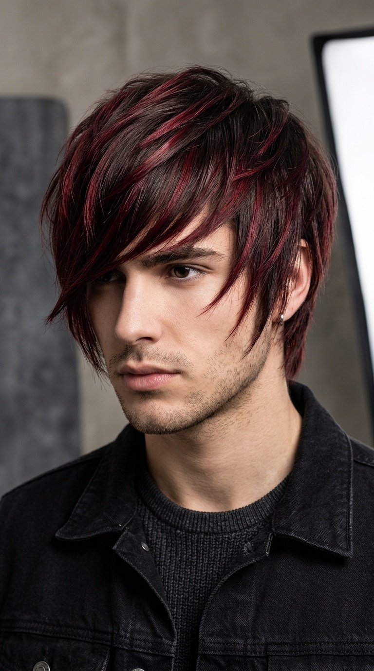 Crimson Streaked Choppy Layers