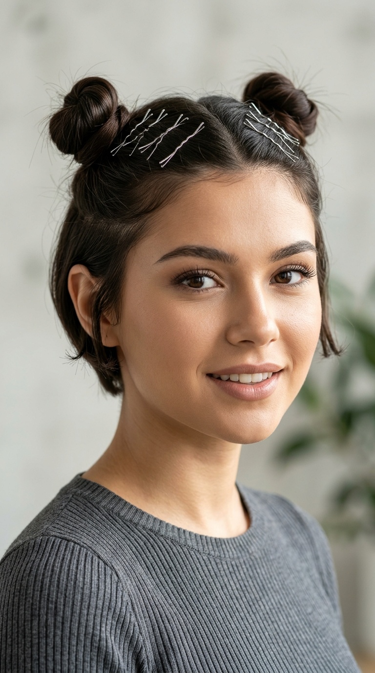 Criss-Cross Bobby Pin Space Buns