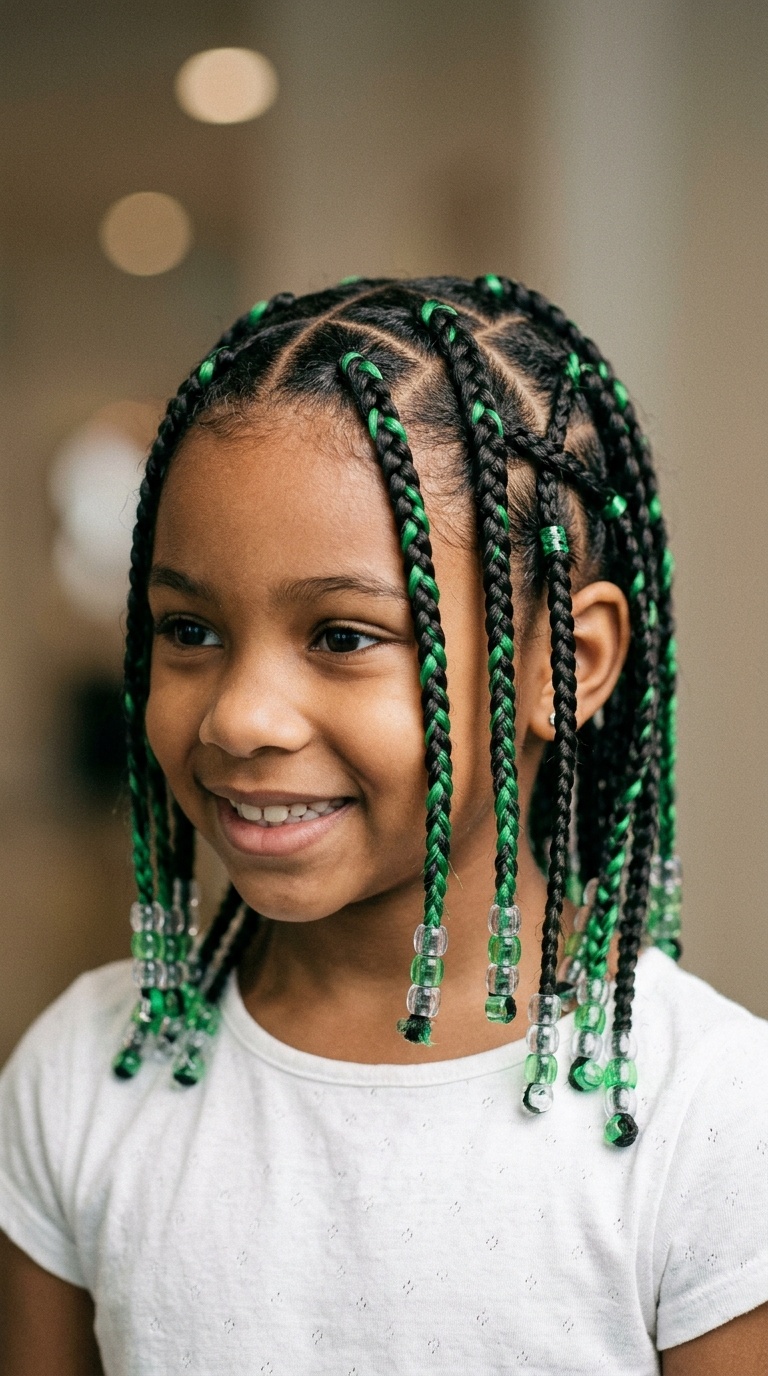 Criss-Cross Braids with Green Accents