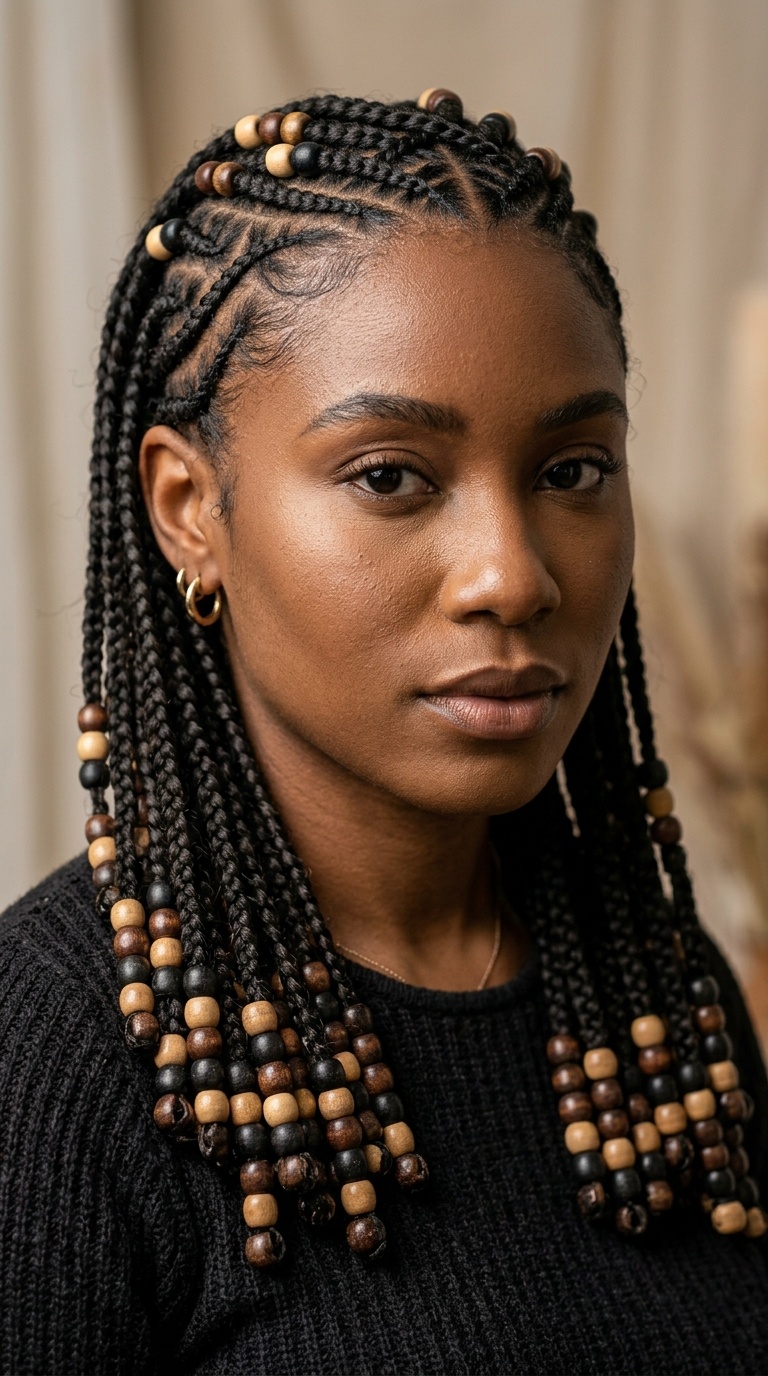 Criss-Cross Braids with Matte Finish Beads