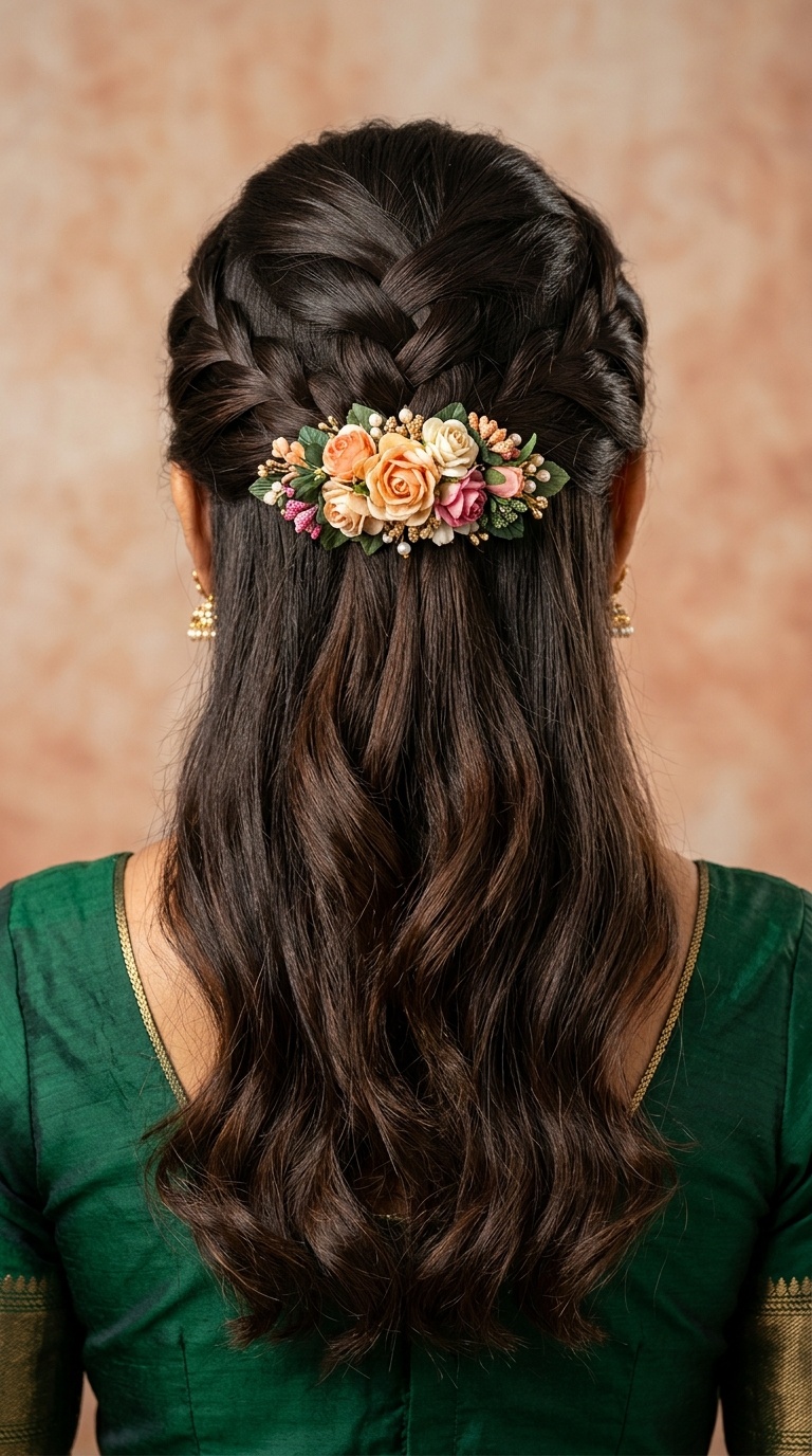 Criss-Cross Half-Up Style with Floral Barrette