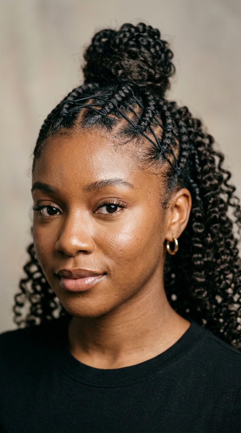 Criss-Cross Rubber Band Top with Curls