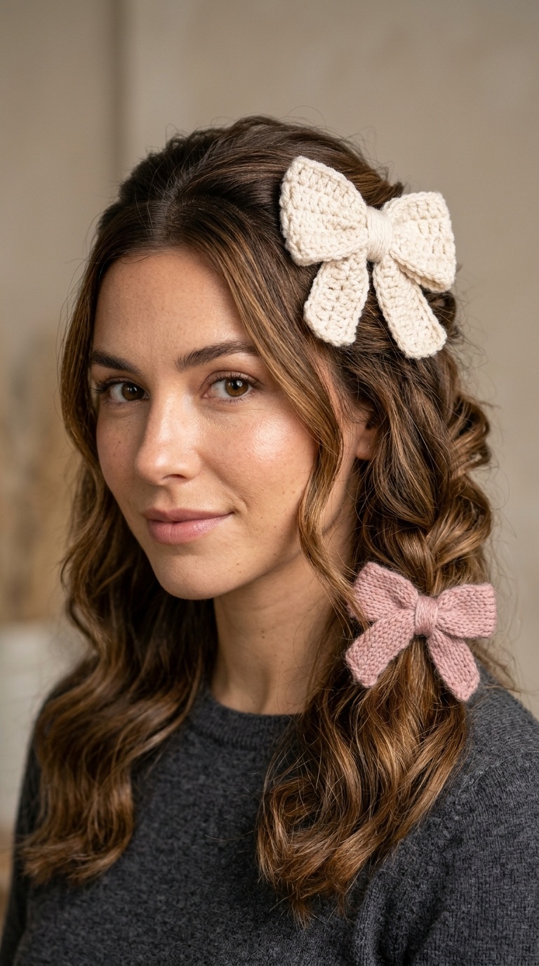 Crochet and Knit Soft Bows