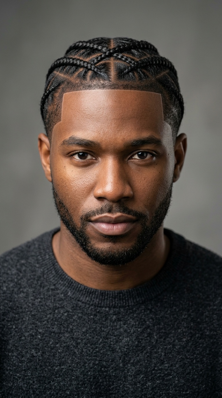 Cross-Hatch Braids with Sharp Forehead Lineup