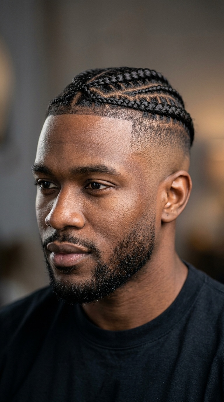 Cross-Over Braids with Skin Fade