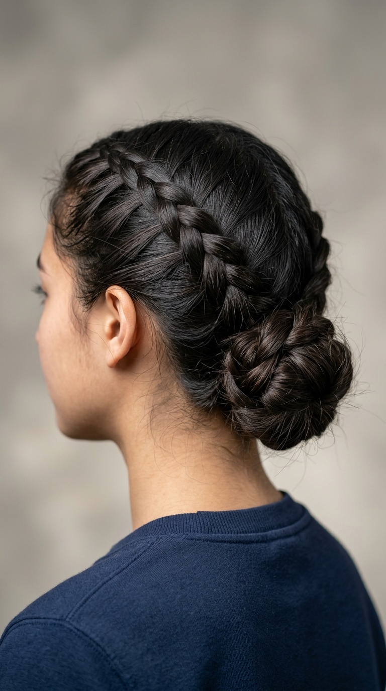 Crossed Braid Low Bun