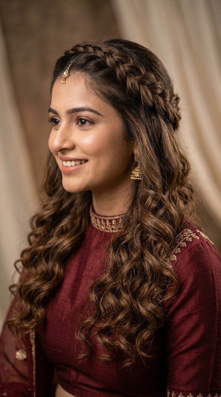 Crown Braid with Cascading Curls