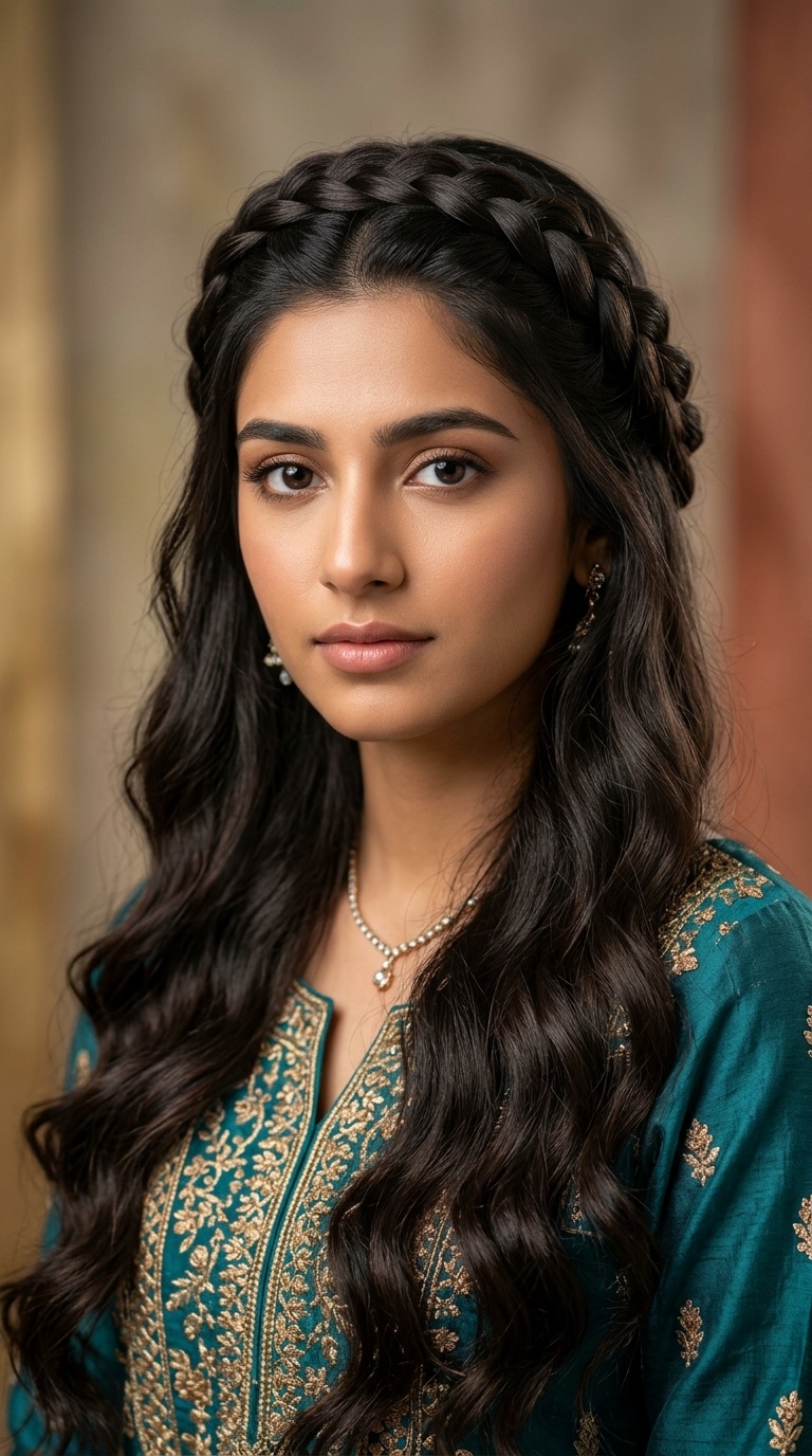 Crown Braid with Cascading Waves