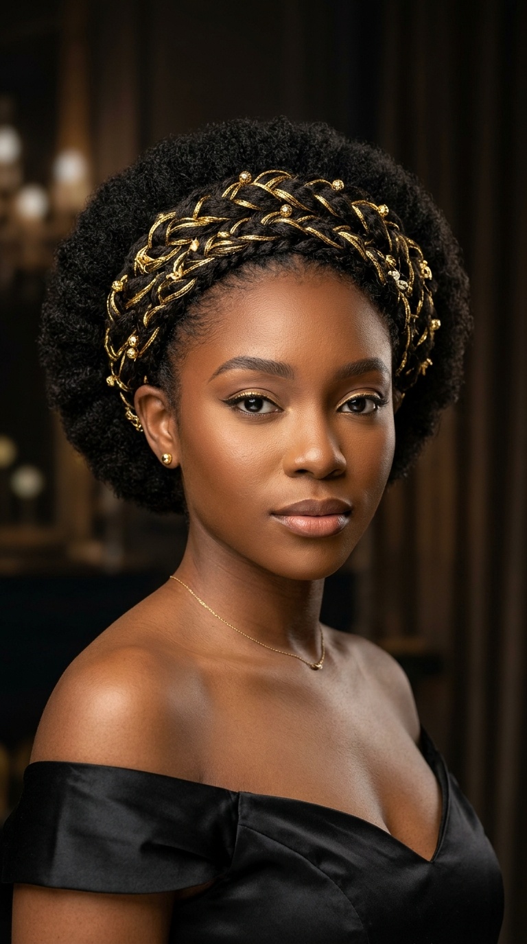 Crown Braid with Golden Thread