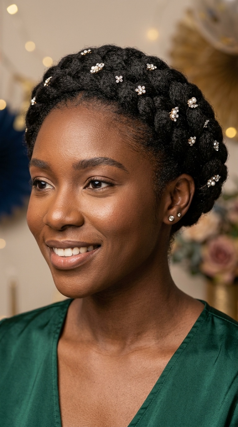 Crown Braid with Hair Jewelry