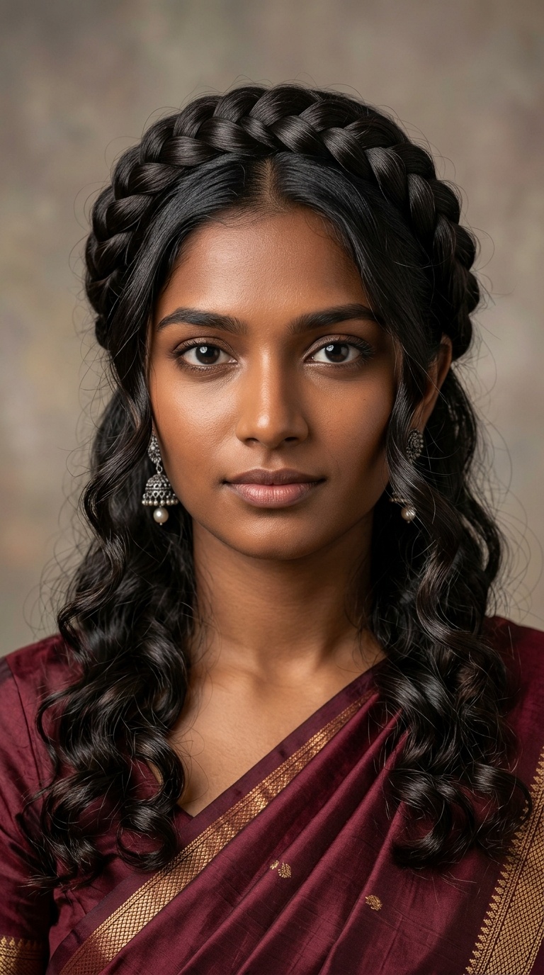 Crown Braid with Loose Curls