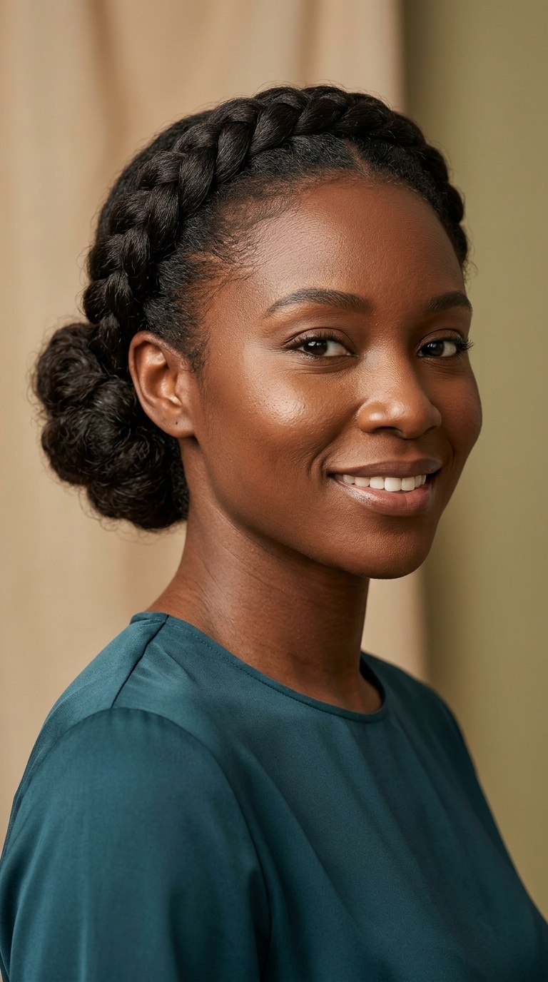 Crown Braid with Low Bun