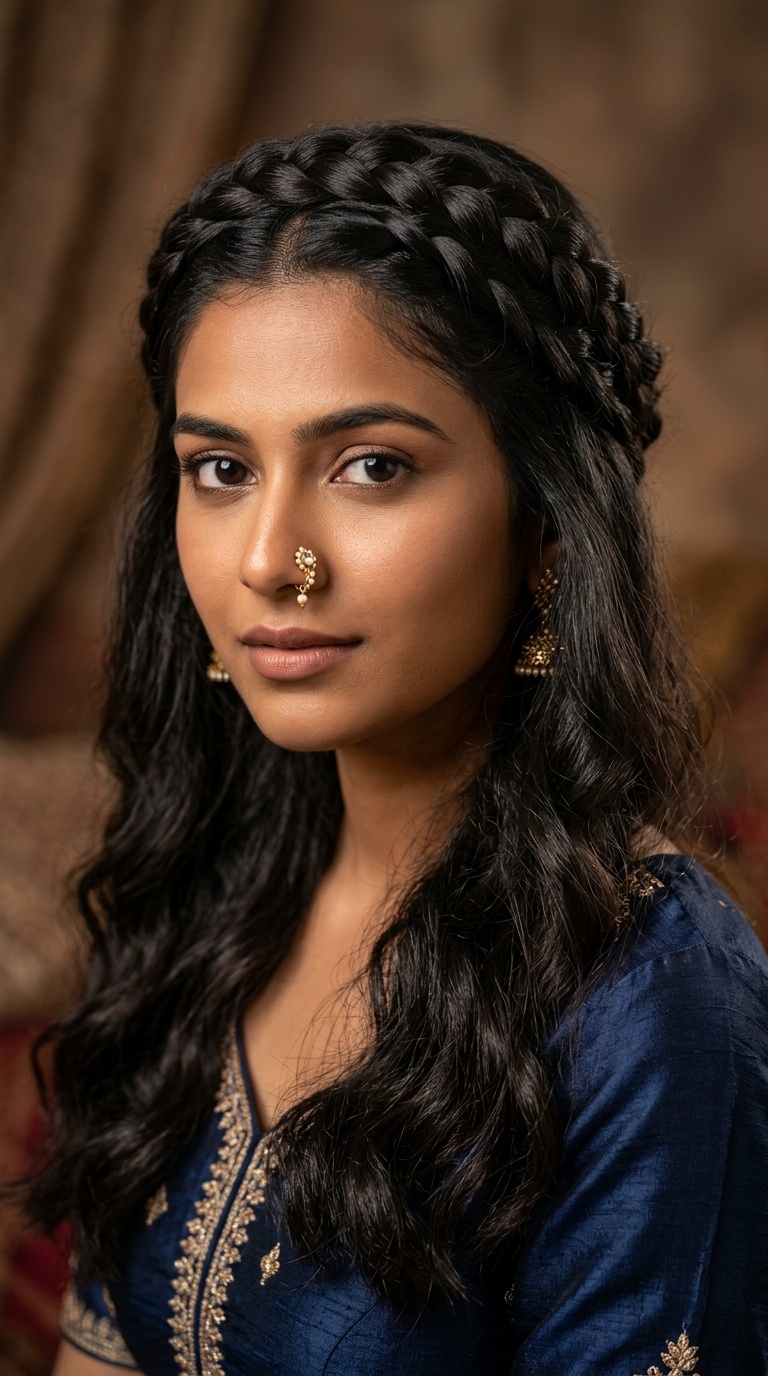 Crown Braid with Open Hair