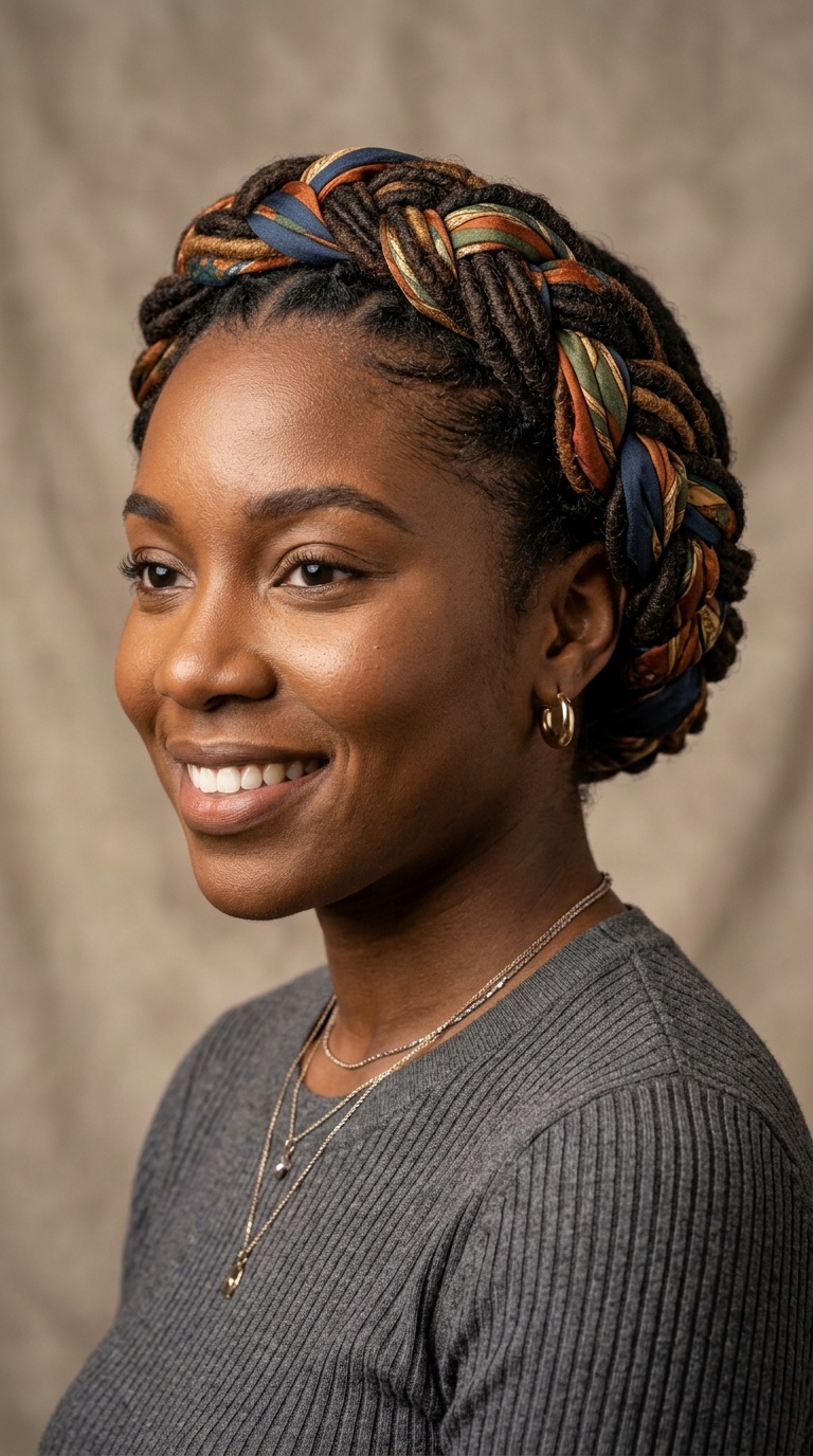 Crown Braid with Scarf Integration