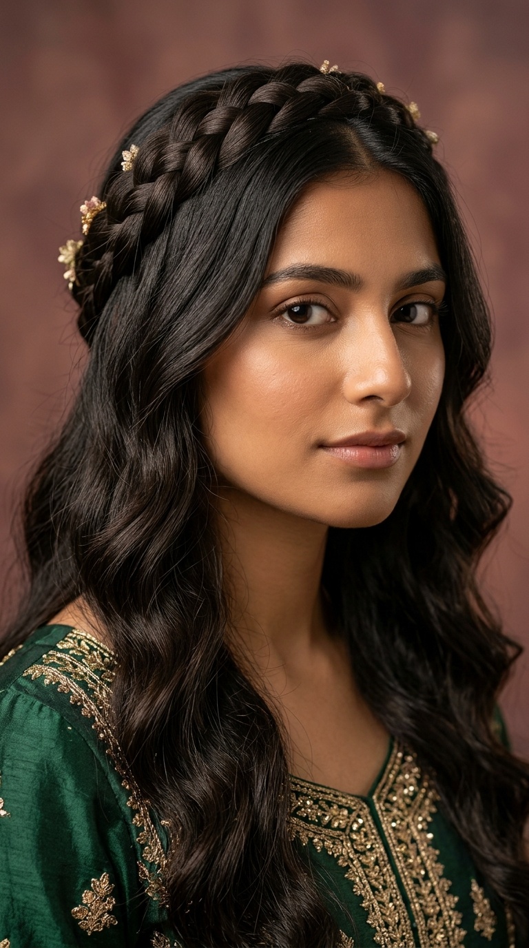 Crown Braid with Soft Waves