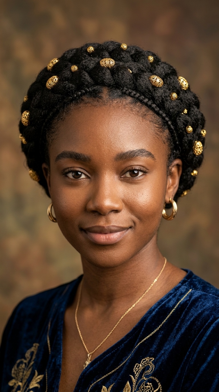Crown Braids with Royal Gold Filigree Beads