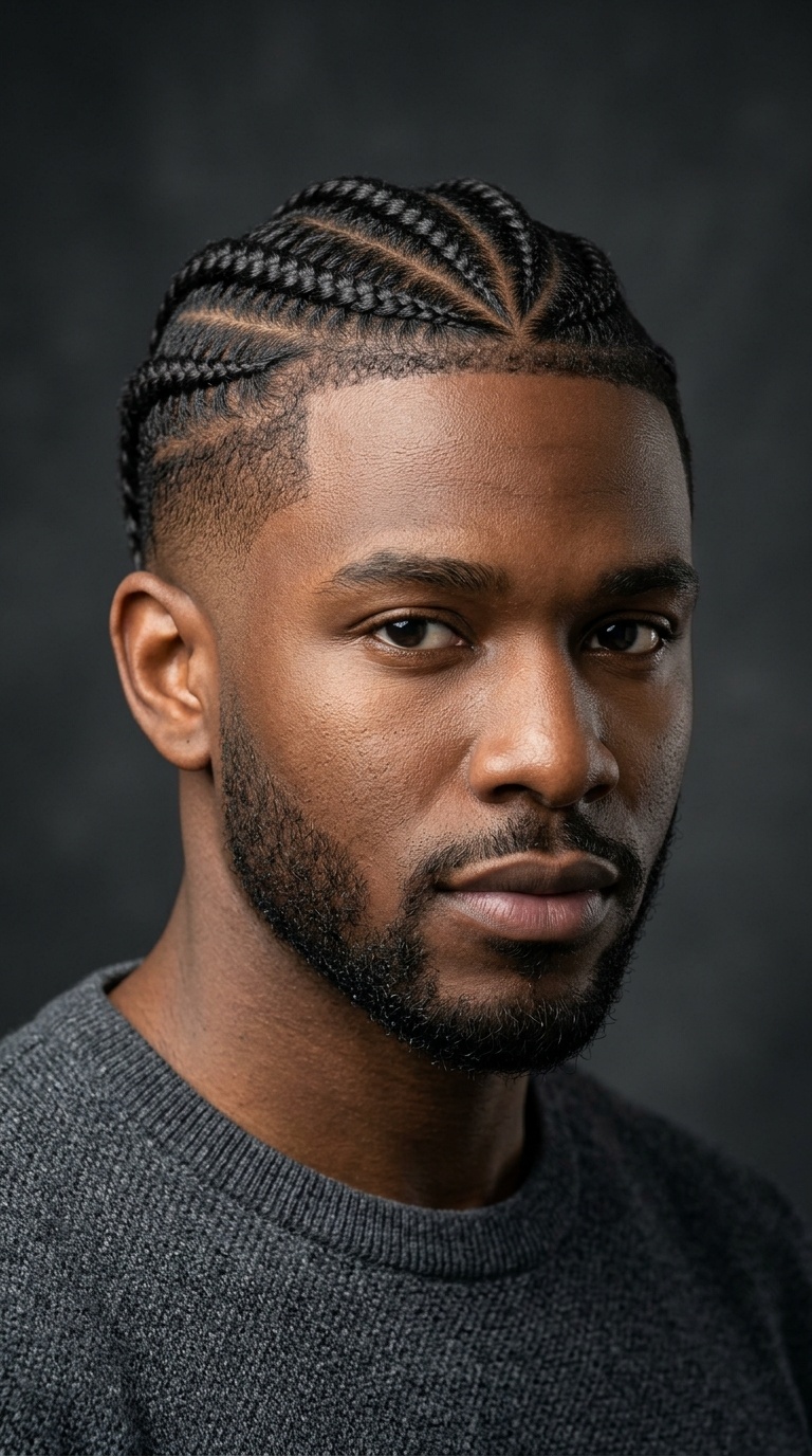 Crown Cornrows with High Taper