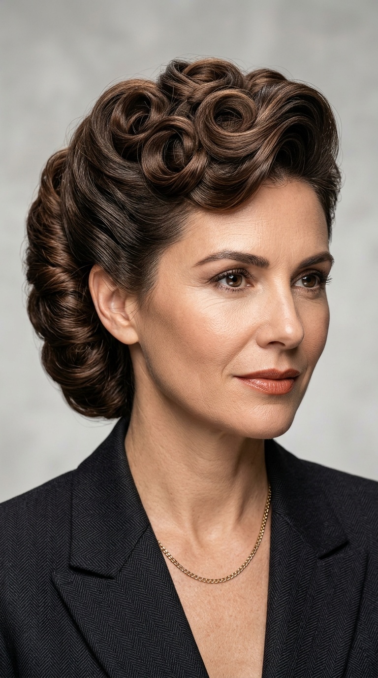 Crown-Volume Pin Curl Roll