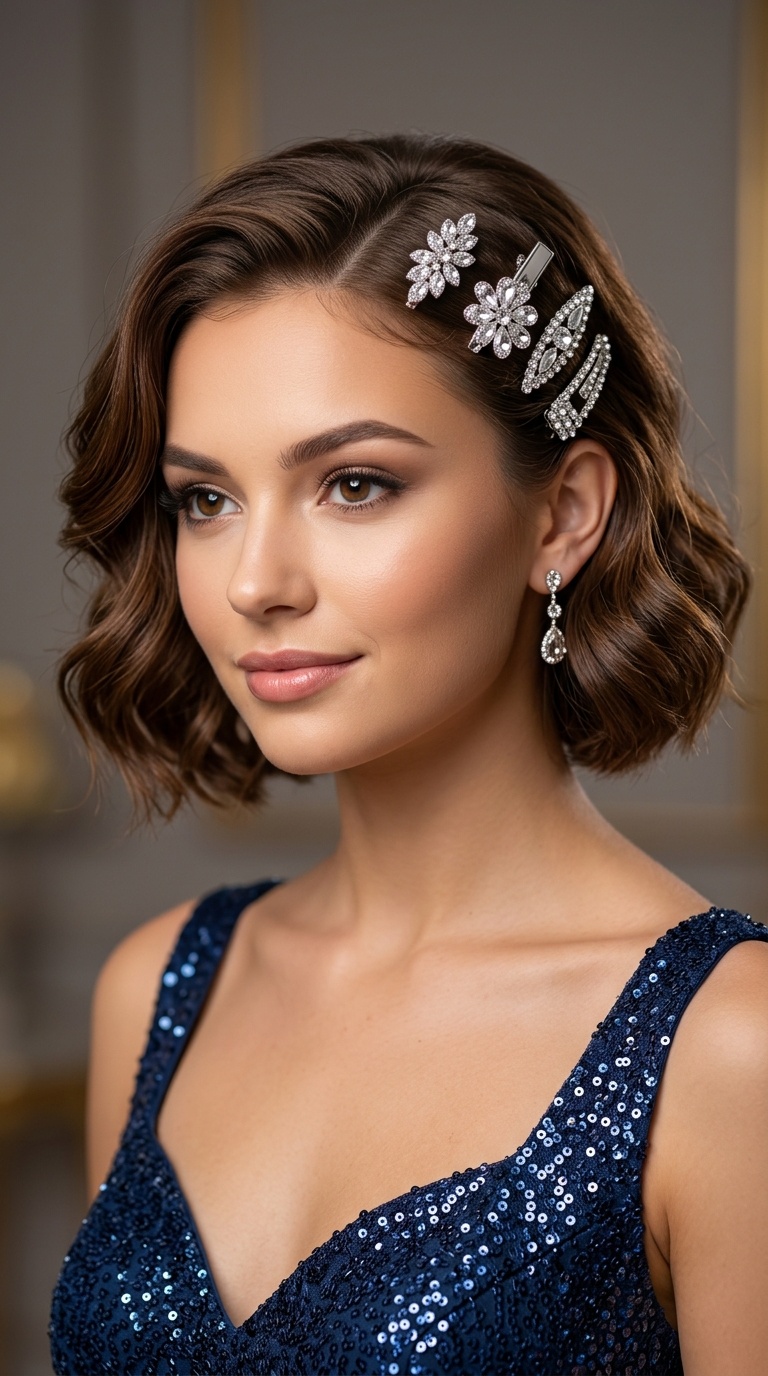 Crystal-Encrusted Hair Clips