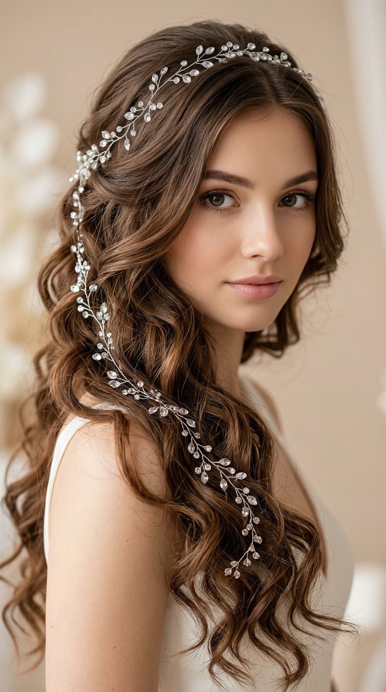 Crystal-Encrusted Hair Vine Waves