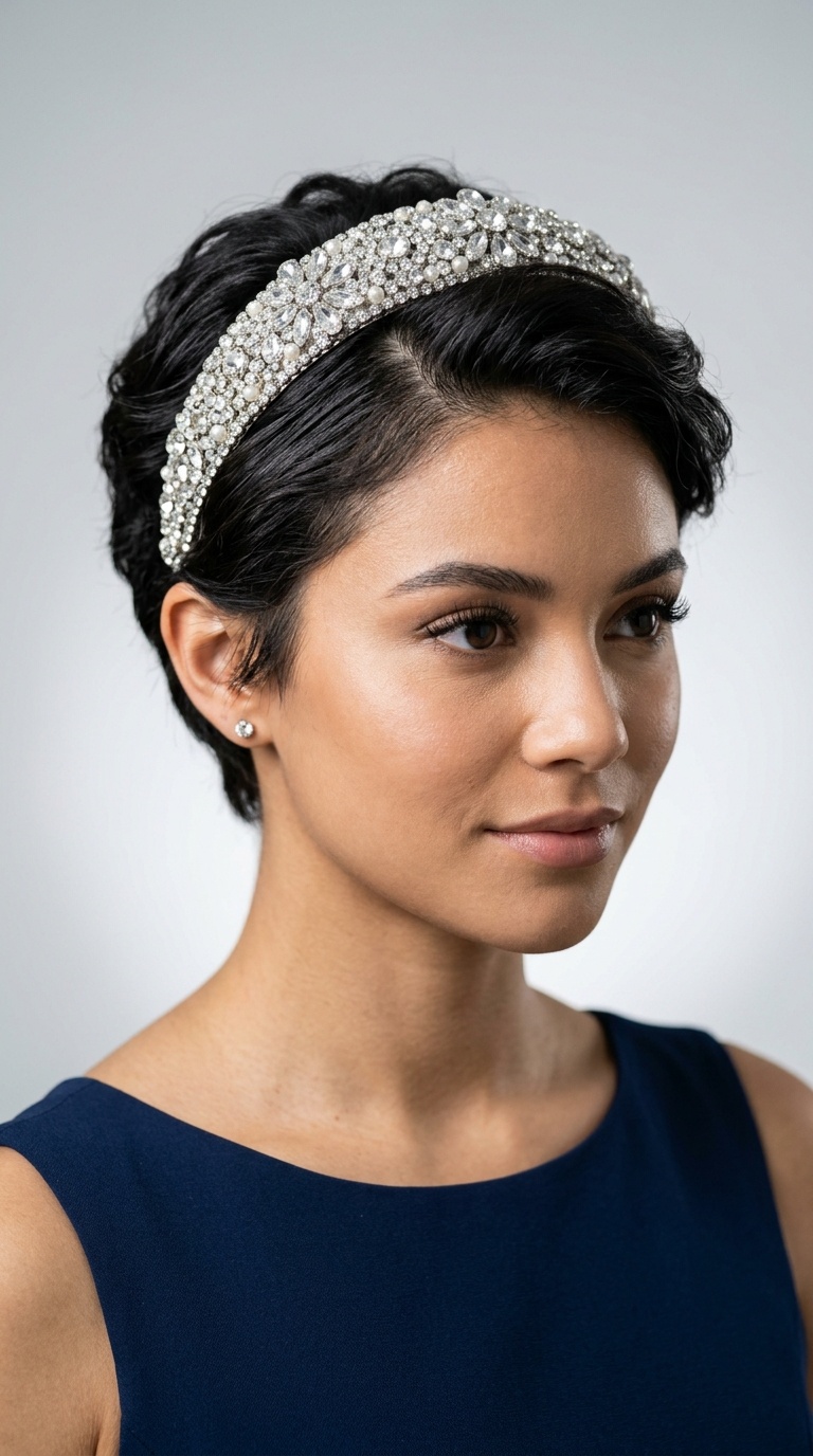 Crystal-Encrusted Headband Accent
