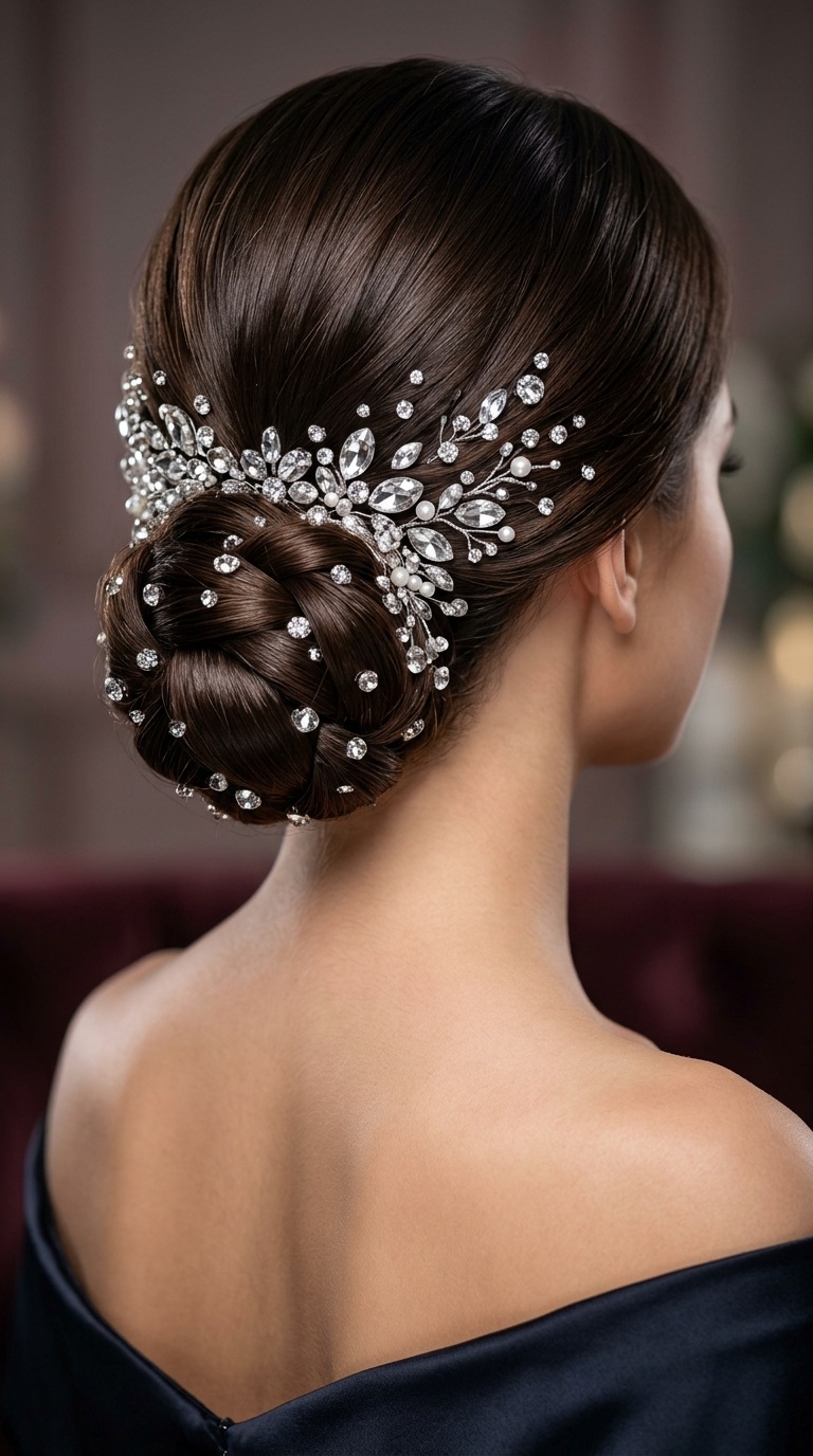 Crystal-Encrusted Low Bun